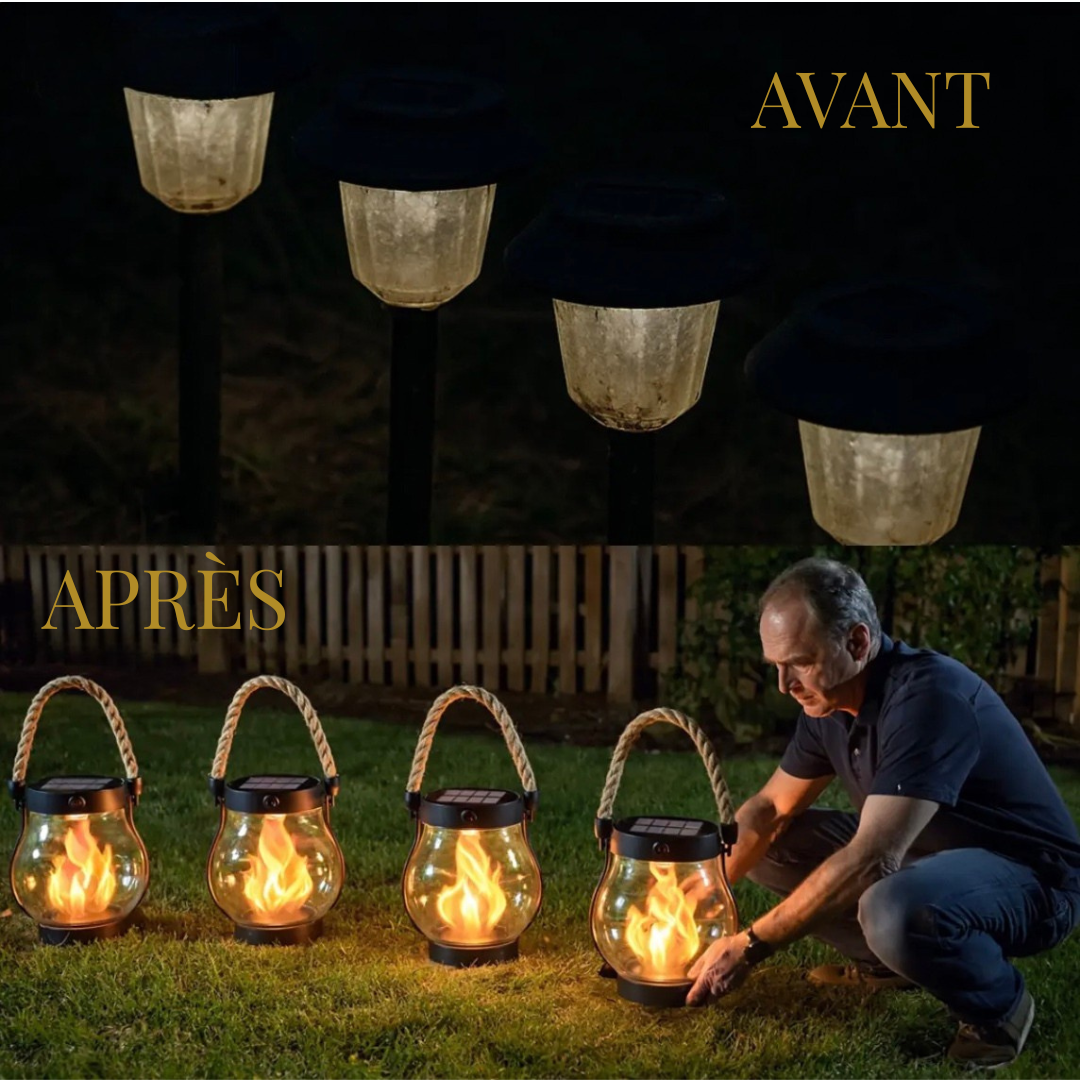 Lanterne Solaire Extérieure à Effet Flamme Ultra Réaliste