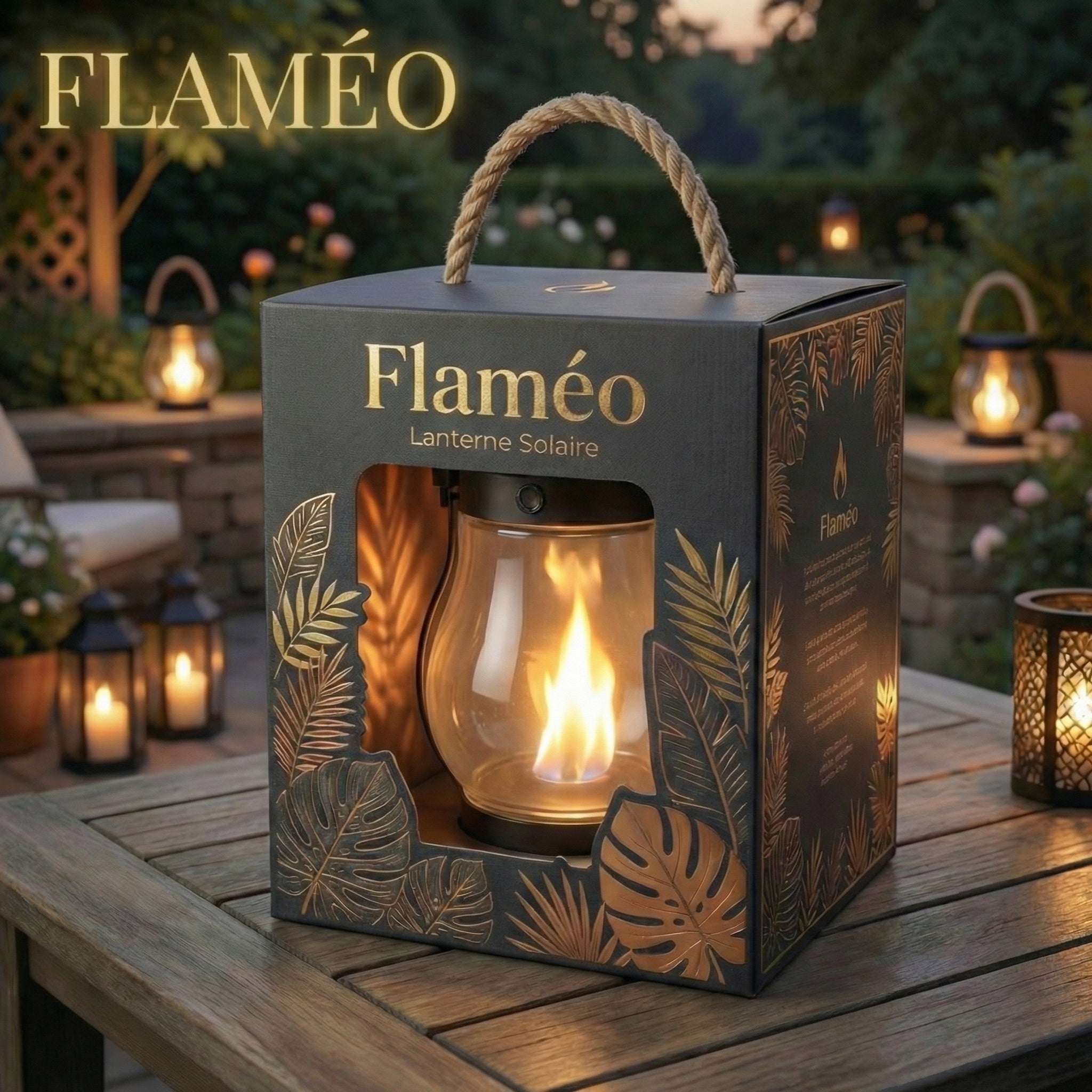 Solar-Laterne Mit 3D-Flammeneffekt – IP65 Wasserdicht, Winterfest, Mit USB & Solar, 10h Leuchtdauer – Für Terrasse