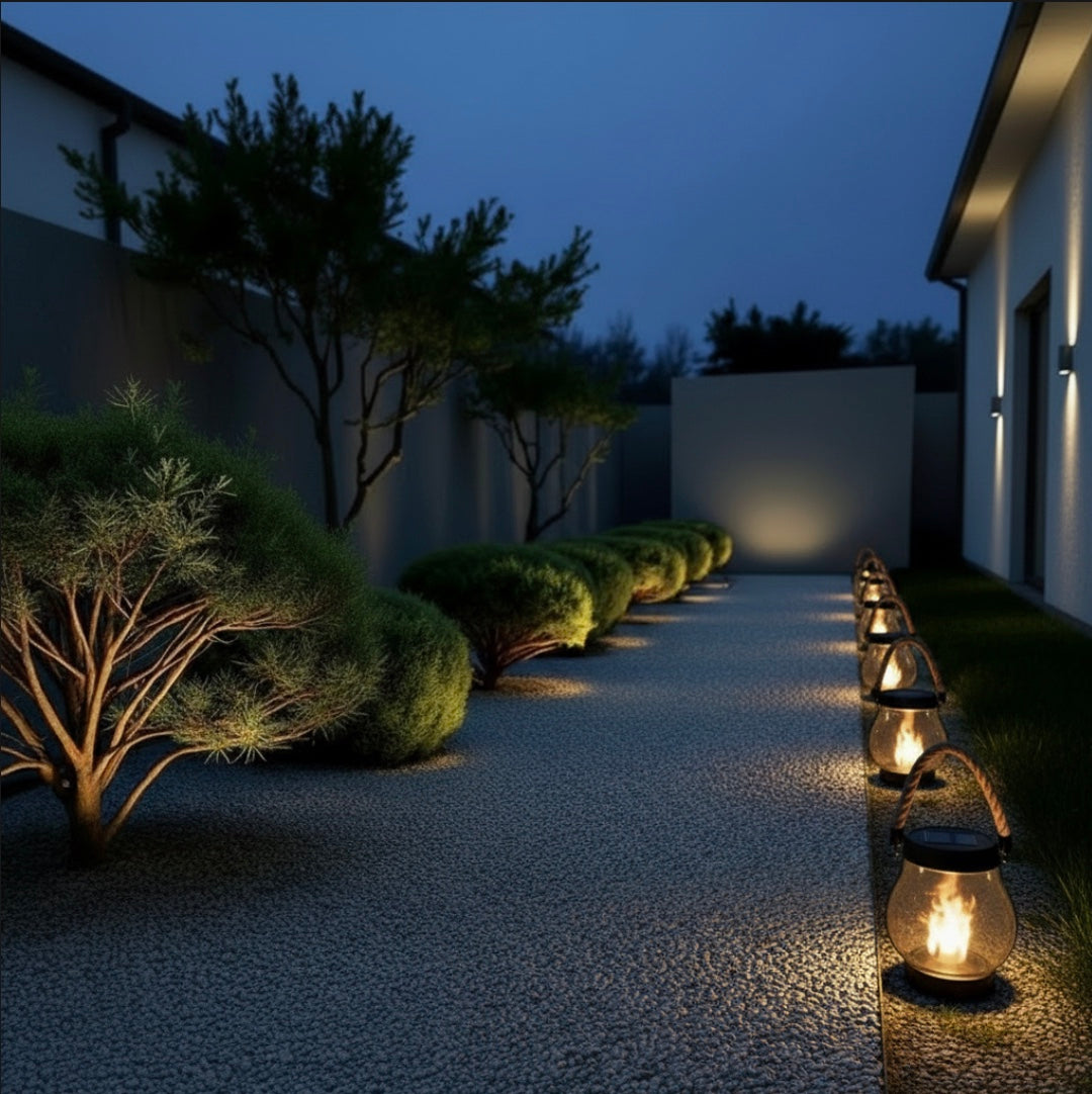 Lanternes Solaires Extérieures Kaliqo à Effet Flamme Vacillante - Étanches, Recharge Solaire Et USB, Parfaites Pour Jardin Et Terrasse