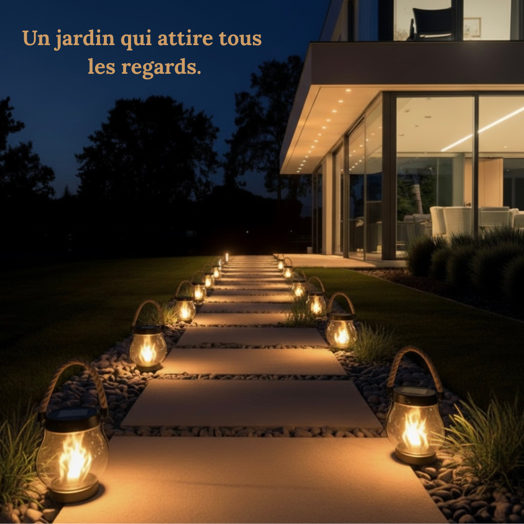 Lanterne Solaire Extérieure à Effet Flamme Ultra Réaliste